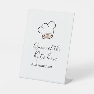 Queen of the kitchen chef cooking add name crown  pedestal sign