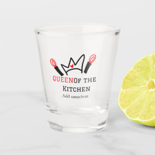 Queen of the kitchen chef cooking add name crown shot glass