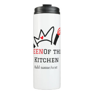 Queen of the kitchen chef cooking add name crown thermal tumbler