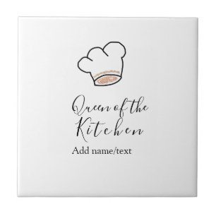 Queen of the kitchen chef cooking add name crown  tile