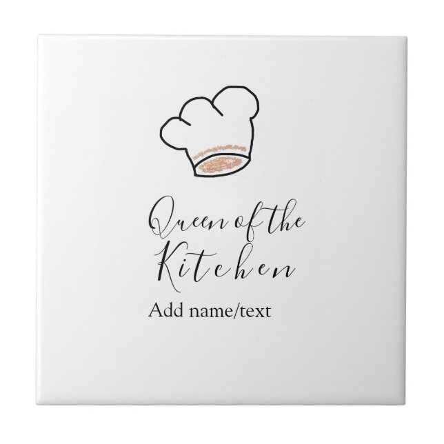 Queen of the kitchen chef cooking add name crown  tile (Front)
