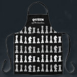 Queen Of the Kitchen Chess Black White Pattern  Ap Apron<br><div class="desc">Classic black and white chess women apron for chess lovers,  featuring chess figures in a geometric pattern. Modern chess pieces design</div>