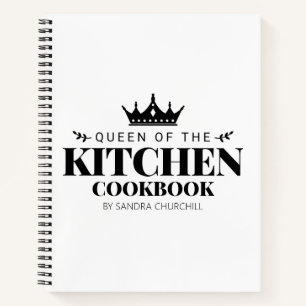 Queen of The Kitchen Cookbook Recipe Personalized  Notebook