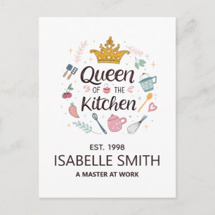 Queen of the Kitchen Custom Name Design Postcard