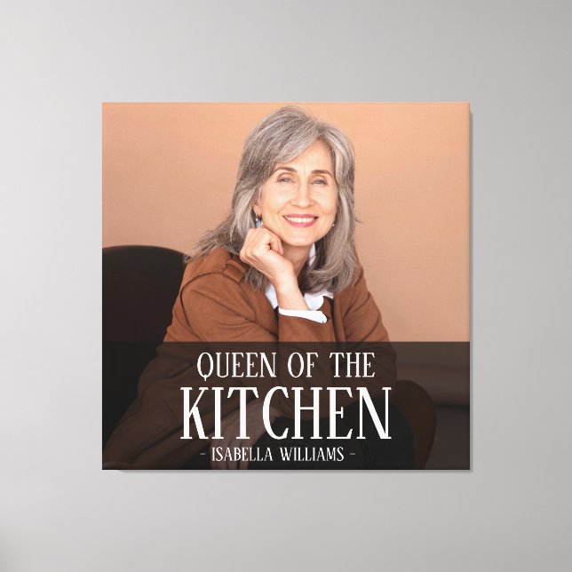 Queen of the Kitchen Editable Photo Name Design Canvas Print (Front)