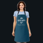 Queen of The Kitchen Lady Chef Personalised Blue Apron<br><div class="desc">Perfect gift for your mum,  grandma,  sister,  or any important lady in your life who loves to cook! Queen of the Kitchen Apron. Easy to personalise!</div>