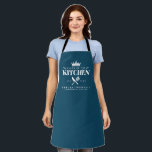 Queen of The Kitchen Lady Chef Personalised Blue Apron<br><div class="desc">Perfect gift for your mum,  grandma,  sister,  or any important lady in your life who loves to cook! Queen of the Kitchen Apron. Easy to personalise!</div>