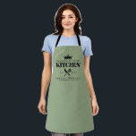 Queen of The Kitchen Lady Chef Personalised Green Apron<br><div class="desc">Perfect gift for your mum,  grandma,  sister,  or any important lady in your life who loves to cook! Queen of the Kitchen Apron. Easy to personalise!</div>