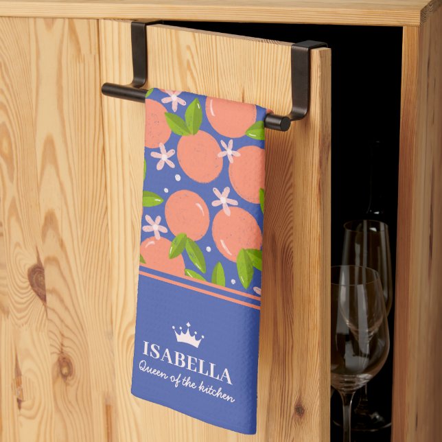 Queen of the Kitchen Personalised  Tea Towel (Thirds Fold)