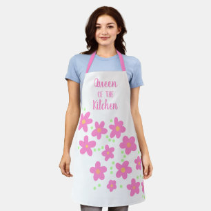 Queen of the Kitchen Pink Flowers Apron