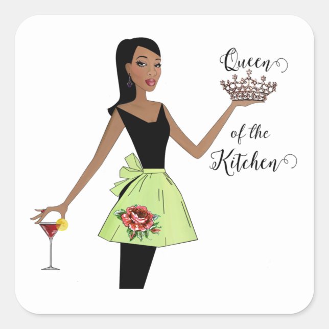"Queen of the Kitchen" Square Sticker (Front)