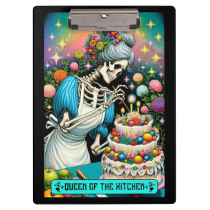 Queen of the Kitchen Tarot Skeleton Baker Gothic Clipboard