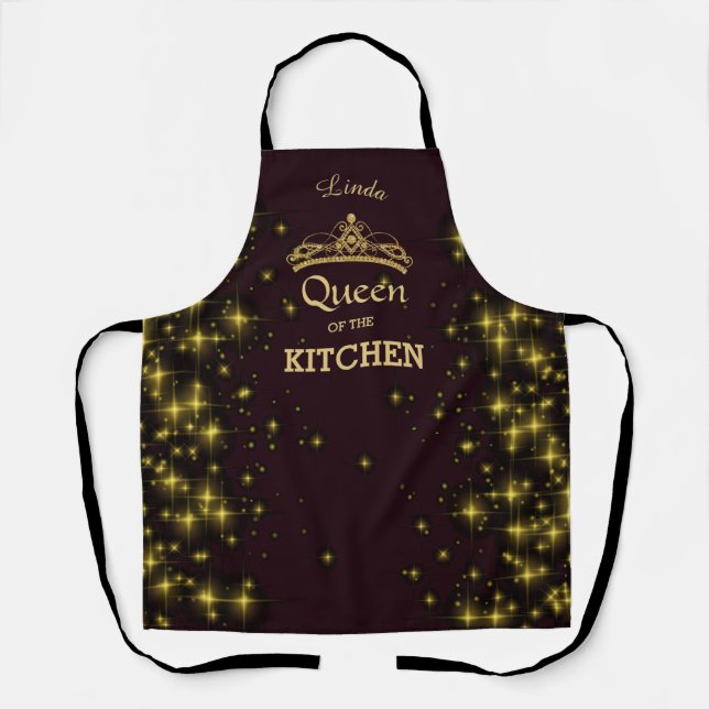 Queen of the Kitchen with a Tiara and Stars Apron (Front)
