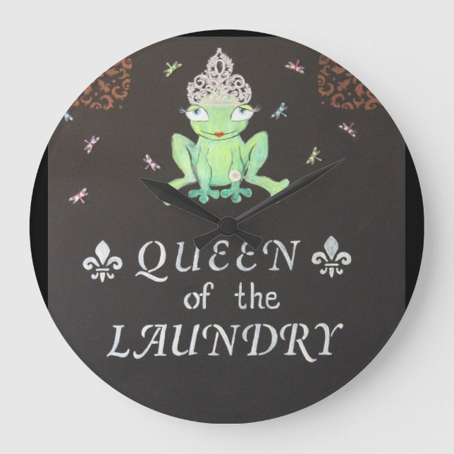 Queen of the Laundry Merchandise Large Clock (Front)