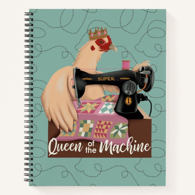 Queen of the Machine Chicken Spiral Notebook (Front)