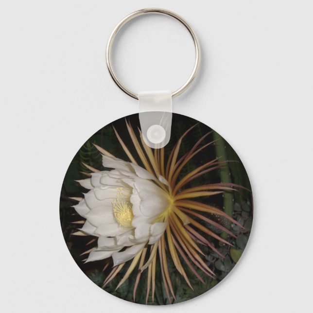 Queen Of The Night Cactus Flower Key Ring (Front)