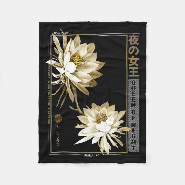 Queen Of The Night Moonflower Ephyllum Japanese Fl Fleece Blanket (Front)