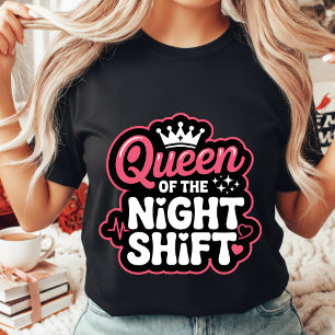 Queen of the Night Shift Funny Pink Nurse Crown T-Shirt