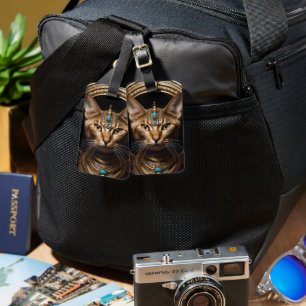 Queen of the Nile: Cleopatra the Cat in Headdress Luggage Tag