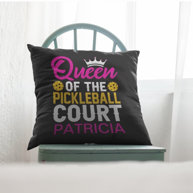 Queen of the Pickleball Court Personalised Name Cushion (Creator Uploaded)