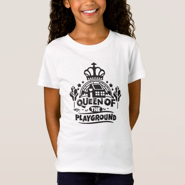Queen Of The Playground Cute Children Quote T-Shirt (Front)