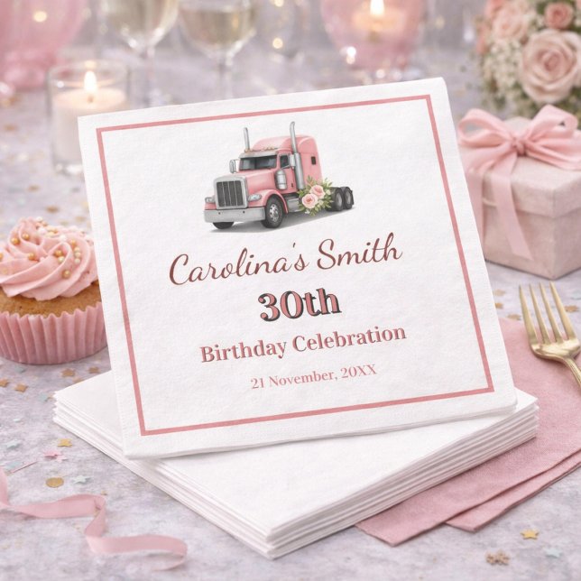 Queen of the Road Birthday Female Truck Driver Napkin (Creator Uploaded)