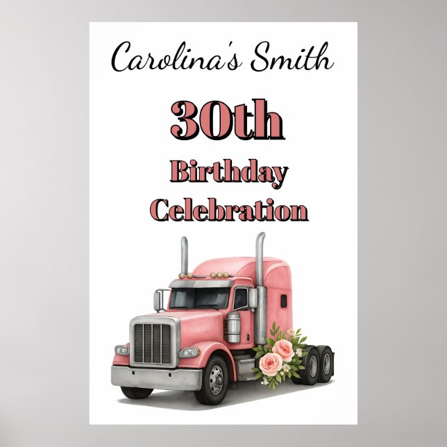 Queen of the Road Birthday Female Truck Driver Poster (Front)