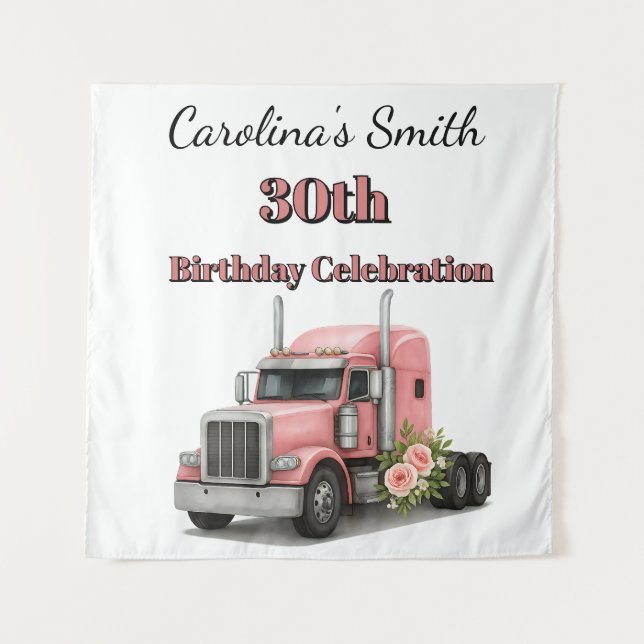 Queen of the Road Birthday Female Truck Driver Tapestry (Front)