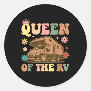 Queen Of The Rv Camping Queen Female Camper Rv Cam Classic Round Sticker