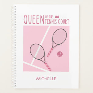 Queen Of The Tennis Court Pink Girly Personalised Planner