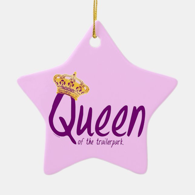 Queen of the Trailerpark Ceramic Tree Decoration (Front)