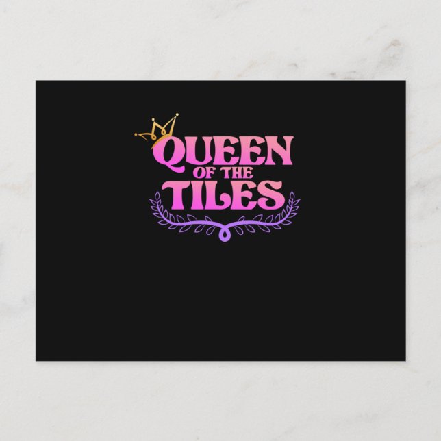 Queen Of Tiles Mahjong Game Player Games Women Invitation Postcard (Front)