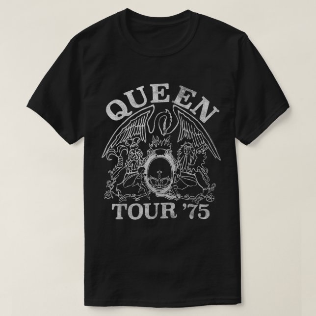 Queen Official Tour 75 Crest Logo Classic T-Shirt (Design Front)