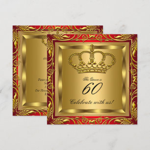 Queen or King Royal Red Gold Elite Birthday Party Invitation
