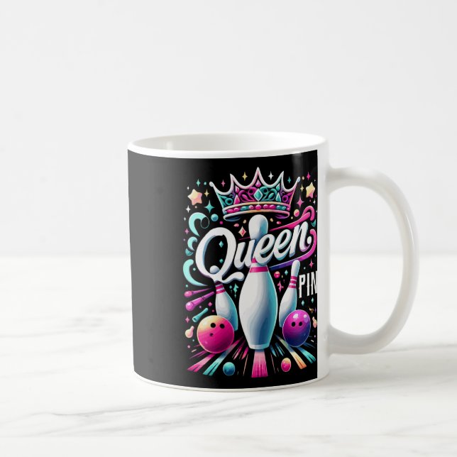 Queen Pin Shirt Bowler Bowling League For Bowling  Coffee Mug (Right)