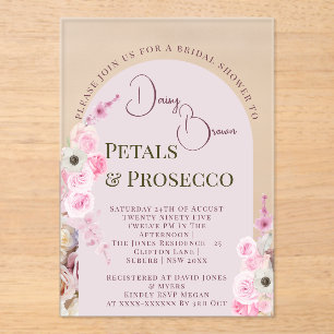 Queen Pink Floral Arch Summer Bridal Shower Acrylic Invitations