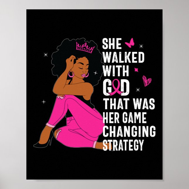 Queen Pink Ribbon Breast Cancer Awareness Month Wo Poster (Front)