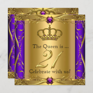 Queen Princess Regal Purple 21st Birthday Party Invitation
