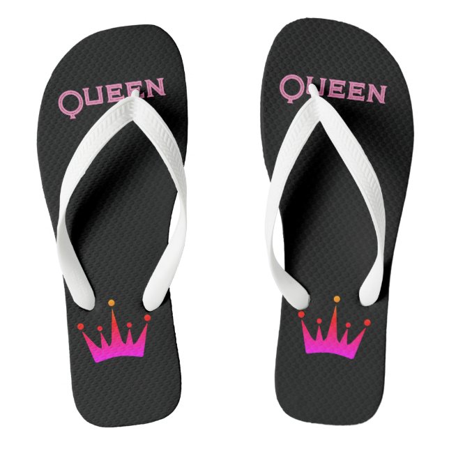 Queen Printed Text with Lovely Crown Image-Sandals Jandals (Footbed)