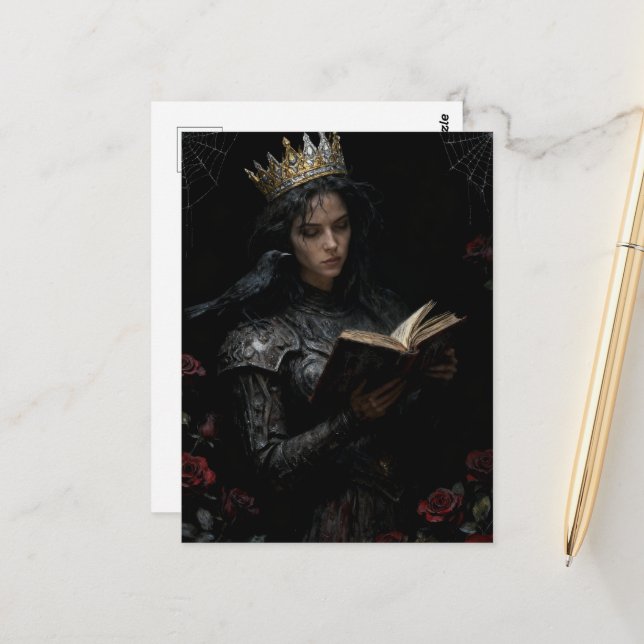 Queen Reading a Book Postcard (Front/Back In Situ)