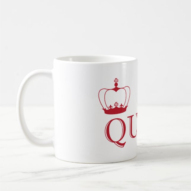 Queen Red Crown - customisable background colour Coffee Mug (Left)