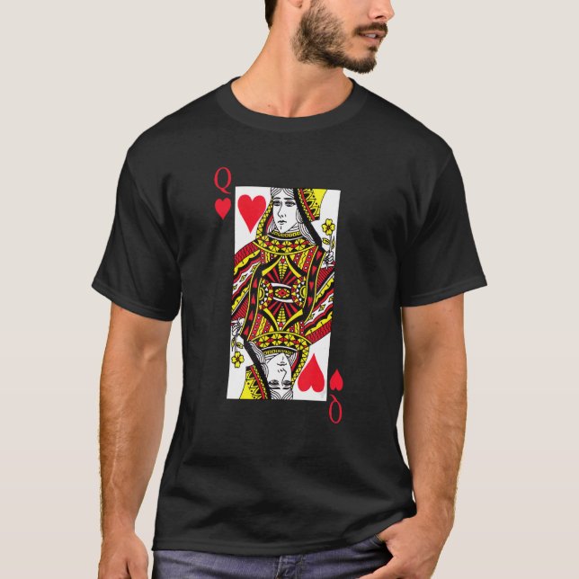 Queen Red Hearts Costume Blackjack Cards Poker 21  T-Shirt (Front)