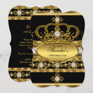 Queen Royal Gold Diamond Crown Birthday Party Invitation