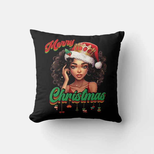 Queen Santa Claus American African Christmas Women Cushion (Front)