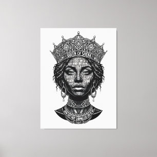 Queen Sheba Calligraphy Portrait - Vintage Script Canvas Print