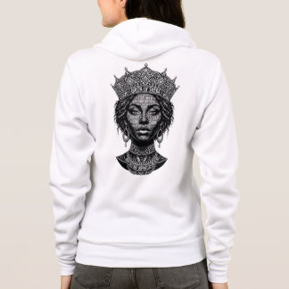 Queen Sheba Calligraphy Portrait - Vintage Script Hoodie