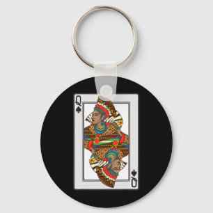 Queen Spades African American Card Halloween Gift Key Ring