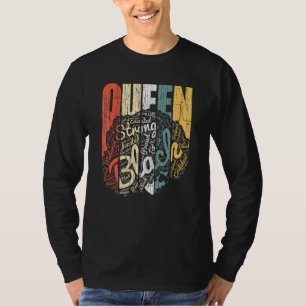 Queen Strong Black Woman Afro Natural Hair Vintage T-Shirt