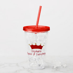 Queen Themed Red Crown Acrylic Tumbler