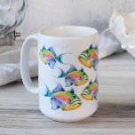 Queen Triggerfish Tropical Fish Watercolor Art Coffee Mug<br><div class="desc">Add tropical style to your home with my latte mug in rainbow colours,  featuring a replica of my original hand painted watercolor queen triggerfish. Watercolor Artwork by Victoria Grigaliunas of Do Tell A Belle. To see more designs,  visit www.zazzle.com/dotellabelle

Christmas gift ideas</div>